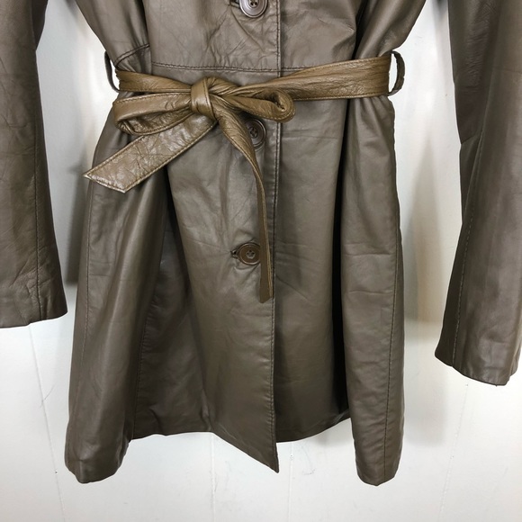 Vintage Belted Leather Jacket Sz S - Picture 10 of 15